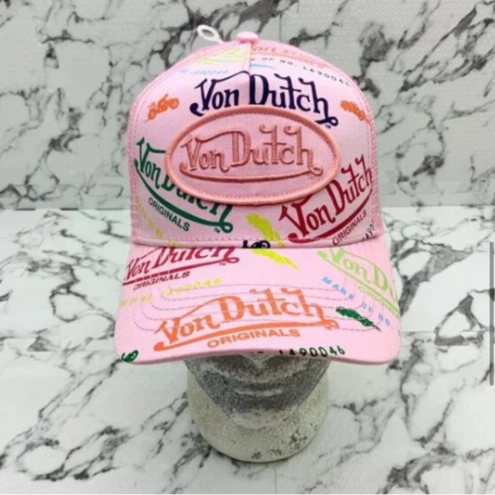 Von Dutch Pink All Over Print Trucker Hat. Brand New with Tags.